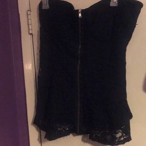 Sexy Black Strapless shirt with lace